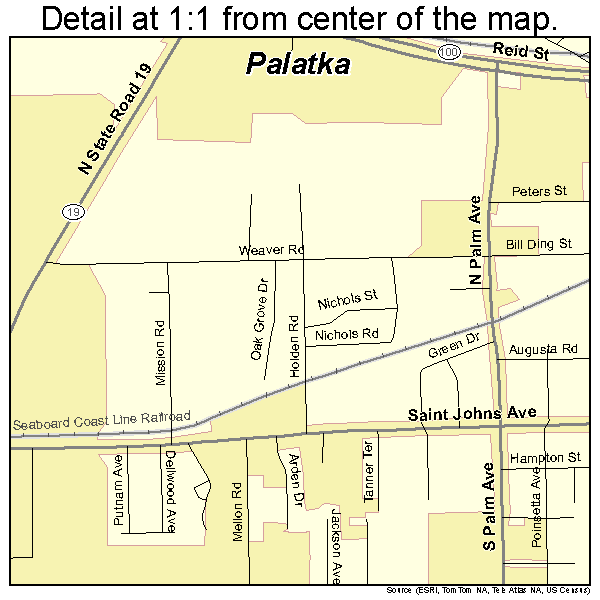 Palatka, Florida road map detail