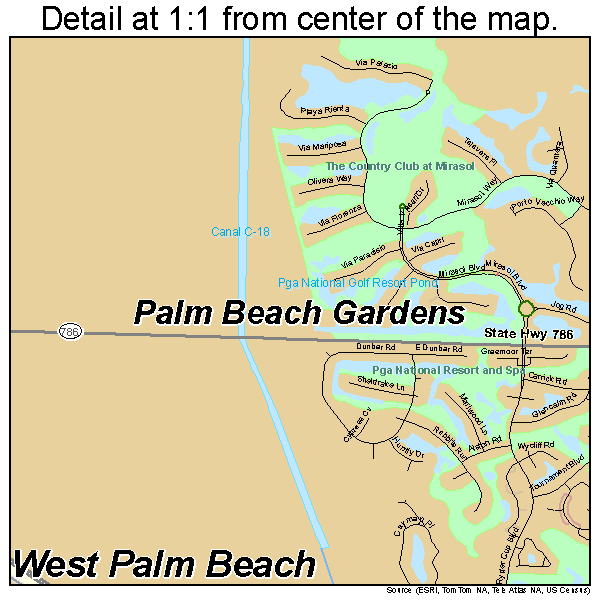 Palm Beach Gardens, Florida road map detail