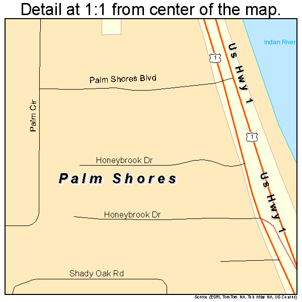 Palm Shores, Florida road map detail