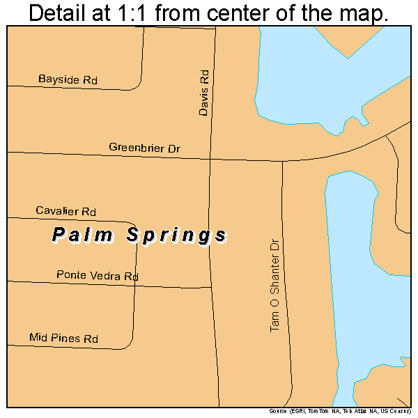 Palm Springs, Florida road map detail