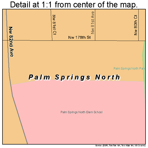Palm Springs North, Florida road map detail