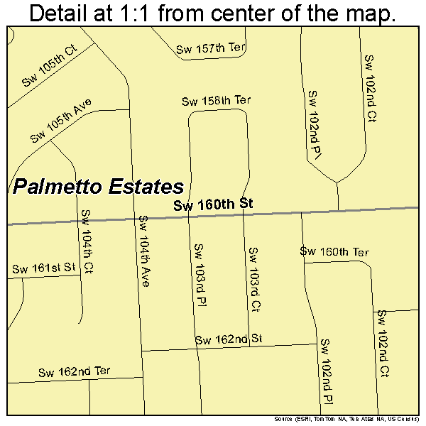 Palmetto Estates, Florida road map detail
