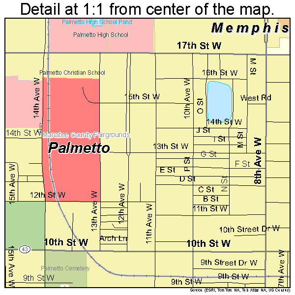 Palmetto, Florida road map detail