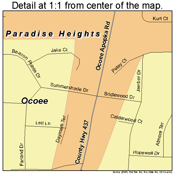 Paradise Heights, Florida road map detail