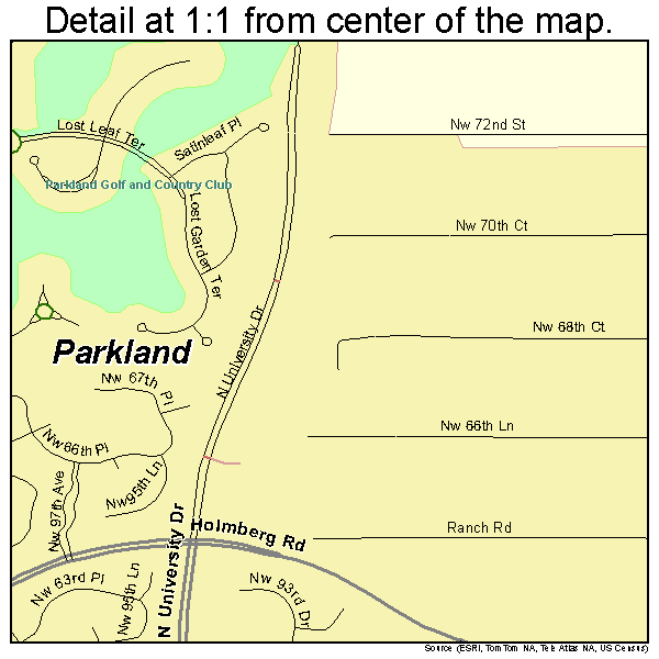 Parkland, Florida road map detail