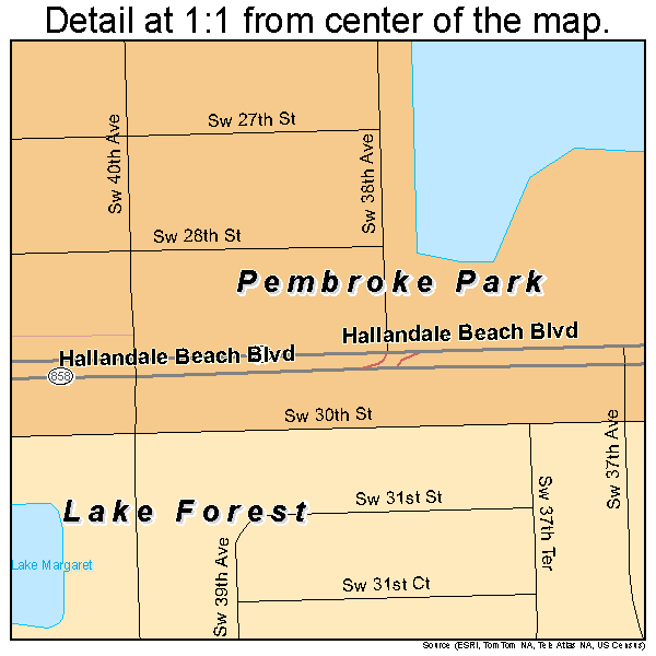 Pembroke Park, Florida road map detail