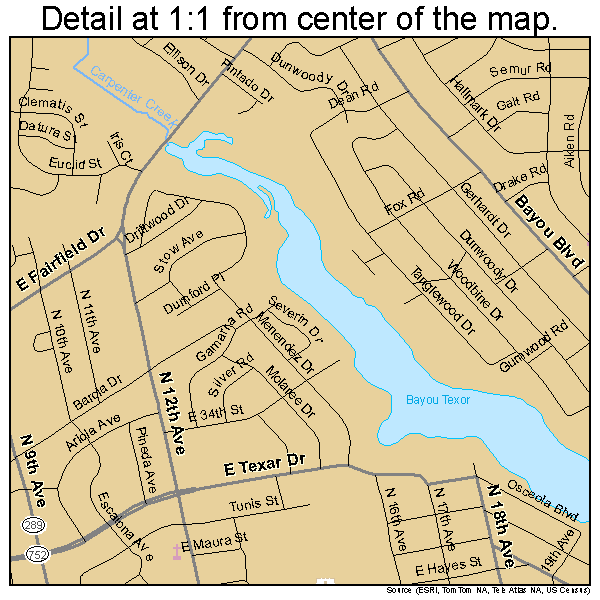 Pensacola, Florida road map detail