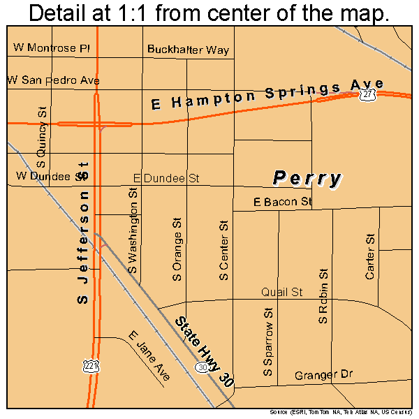 Perry, Florida road map detail