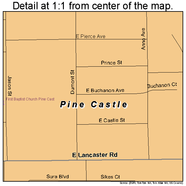 Pine Castle, Florida road map detail