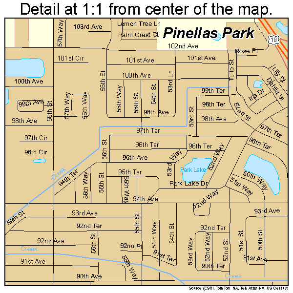 Pinellas Park, Florida road map detail