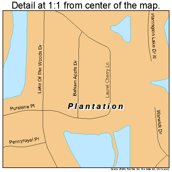 Plantation, Florida road map detail