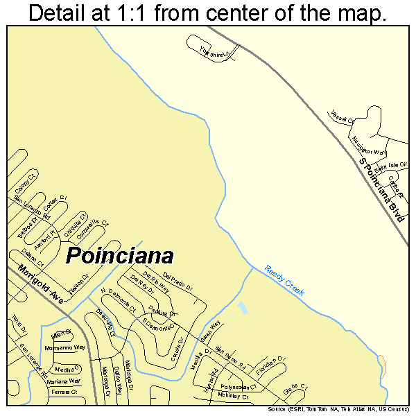 Poinciana, Florida road map detail