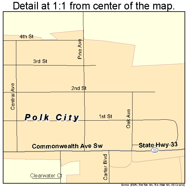 Polk City, Florida road map detail