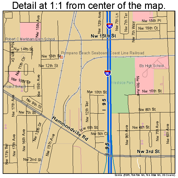 Pompano Beach, Florida road map detail