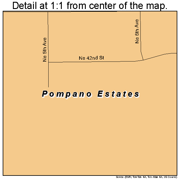 Pompano Estates, Florida road map detail