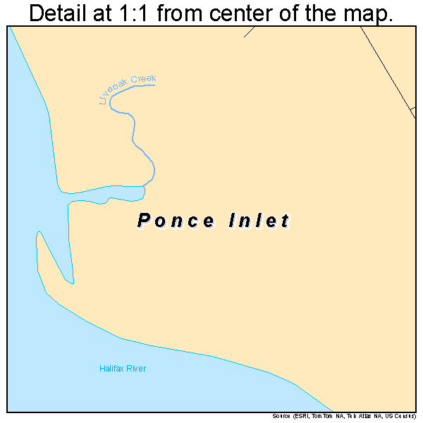 Ponce Inlet, Florida road map detail