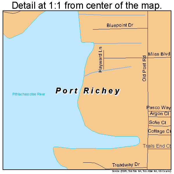 Port Richey, Florida road map detail