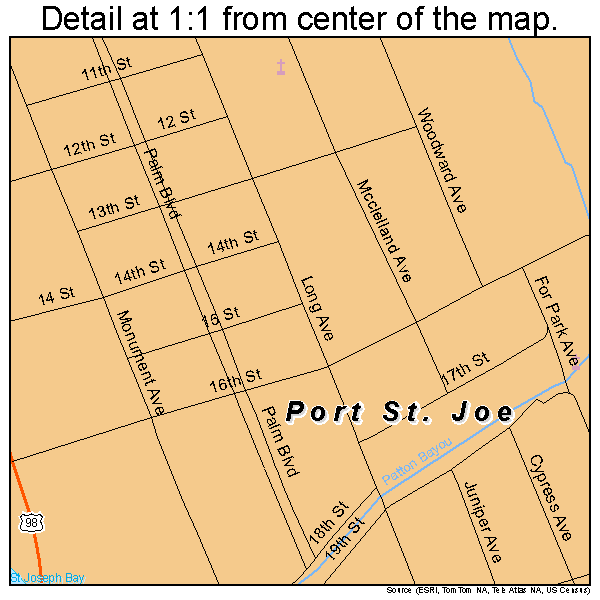 Port St. Joe, Florida road map detail