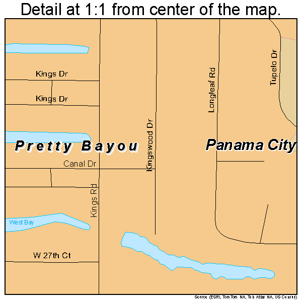 Pretty Bayou, Florida road map detail