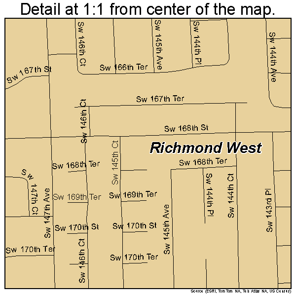 Richmond West, Florida road map detail