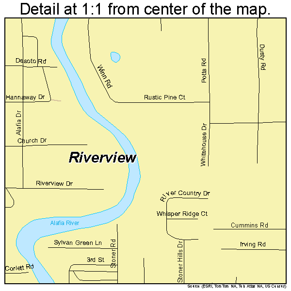 Riverview, Florida road map detail