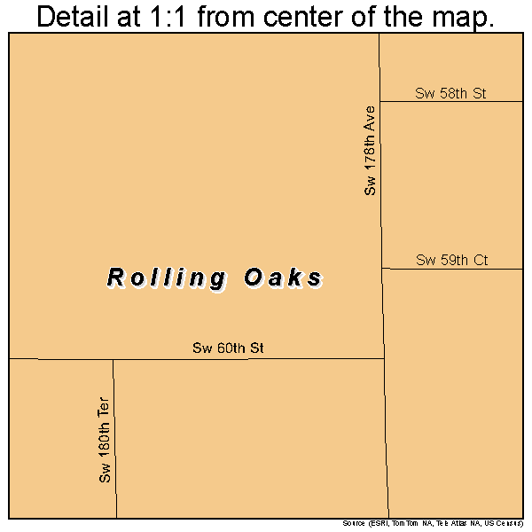 Rolling Oaks, Florida road map detail