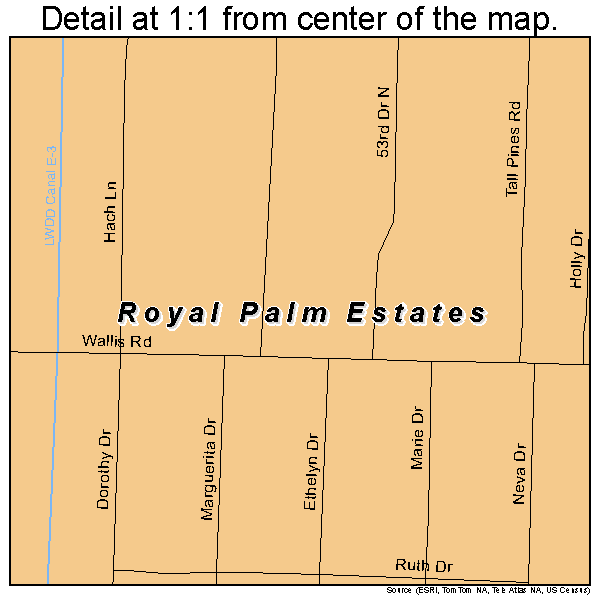 Royal Palm Estates, Florida road map detail