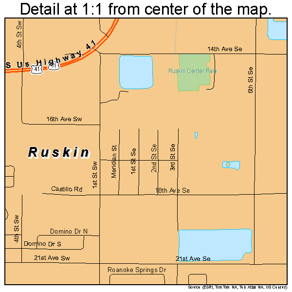 Ruskin, Florida road map detail