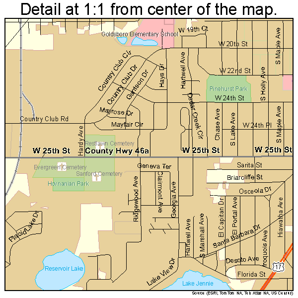 Sanford, Florida road map detail