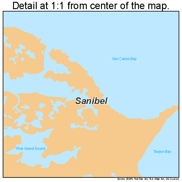 Sanibel, Florida road map detail