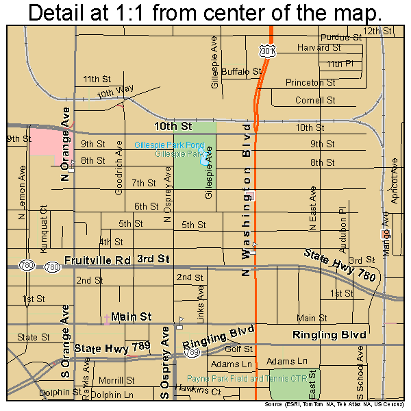 Sarasota, Florida road map detail