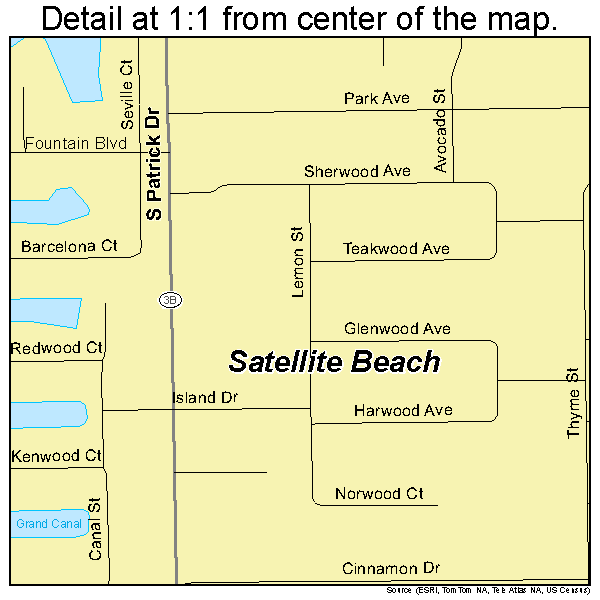 Satellite Beach, Florida road map detail