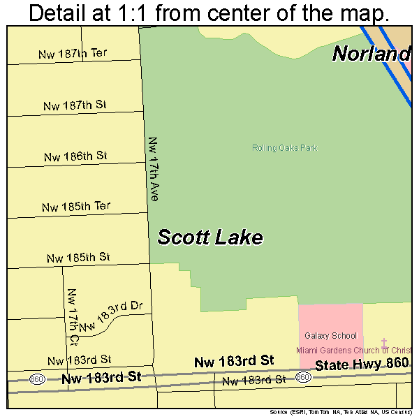 Scott Lake, Florida road map detail