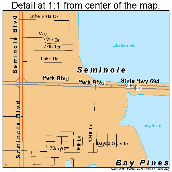 Seminole, Florida road map detail