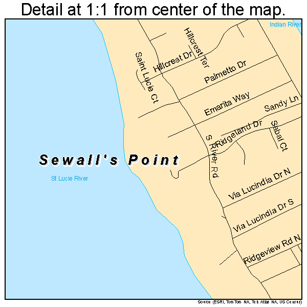 Sewall's Point, Florida road map detail