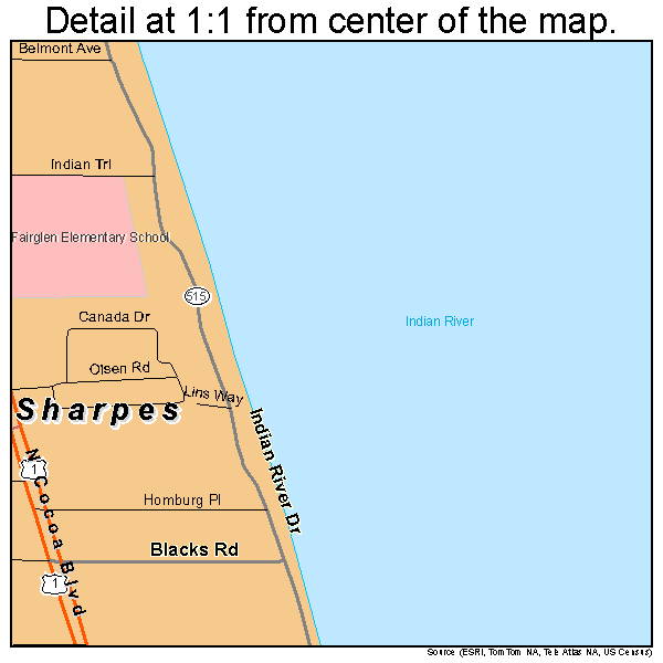 Sharpes, Florida road map detail