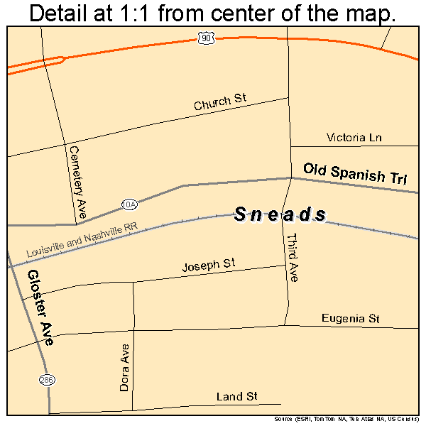 Sneads, Florida road map detail