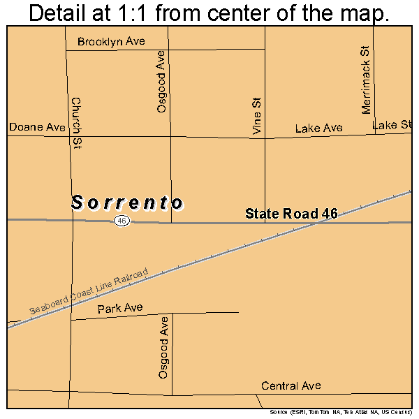 Sorrento, Florida road map detail