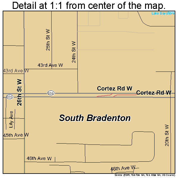 South Bradenton, Florida road map detail