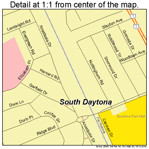 South Daytona, Florida road map detail