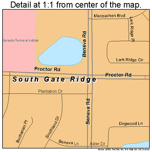 South Gate Ridge, Florida road map detail