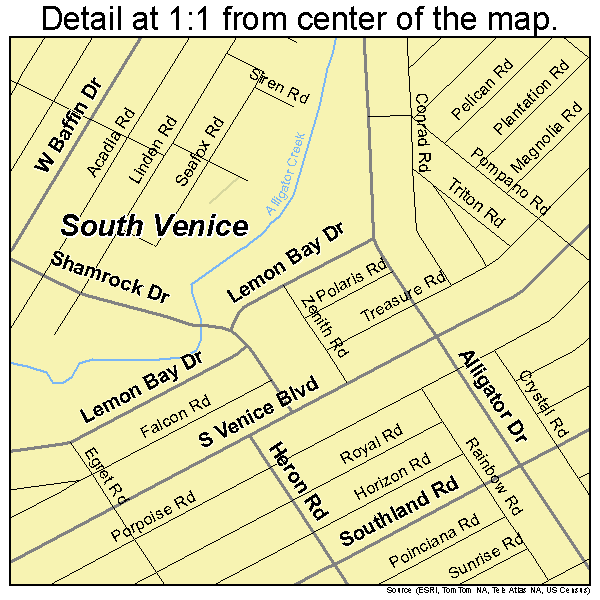 South Venice, Florida road map detail