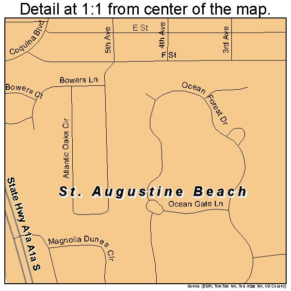 St. Augustine Beach, Florida road map detail
