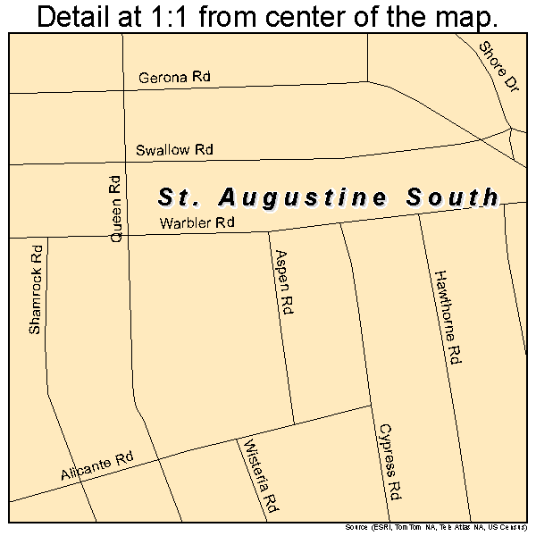 St. Augustine South, Florida road map detail