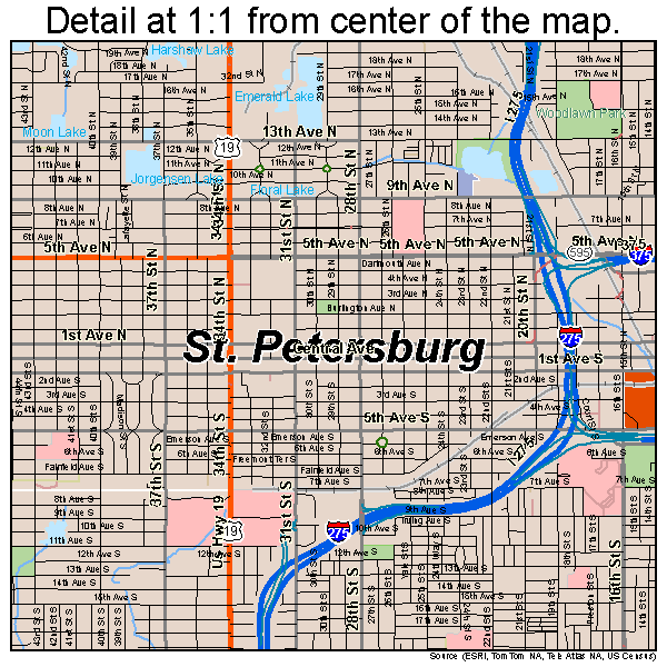 St. Petersburg, Florida road map detail