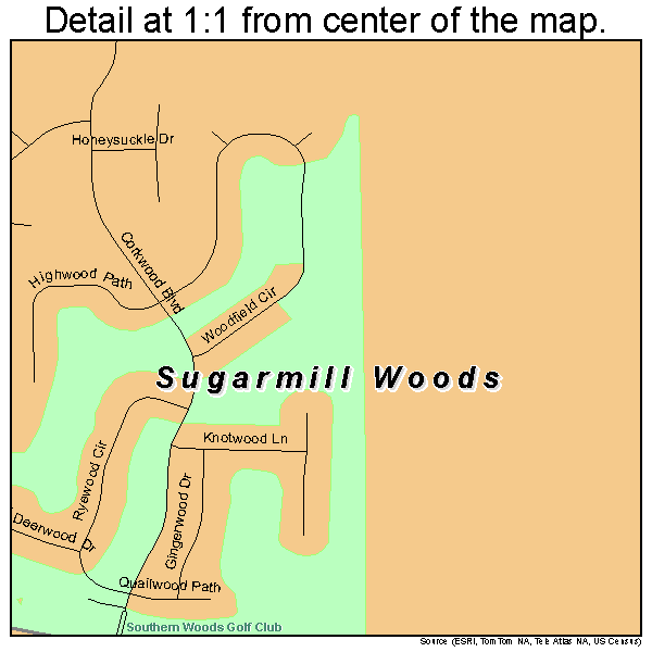 Sugarmill Woods, Florida road map detail