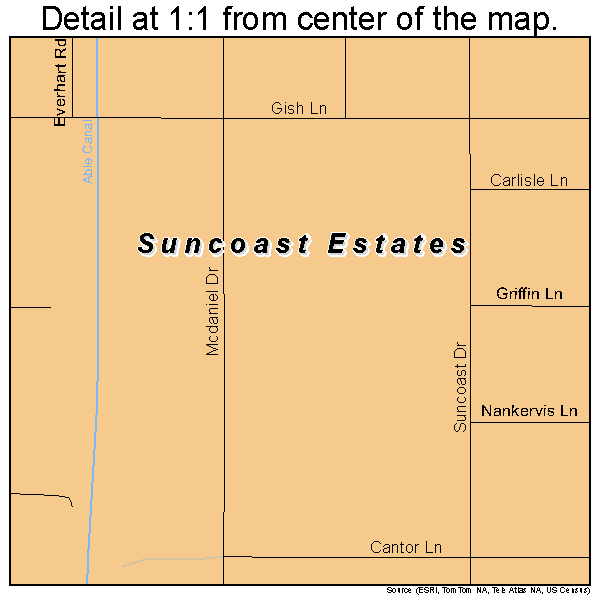 Suncoast Estates, Florida road map detail