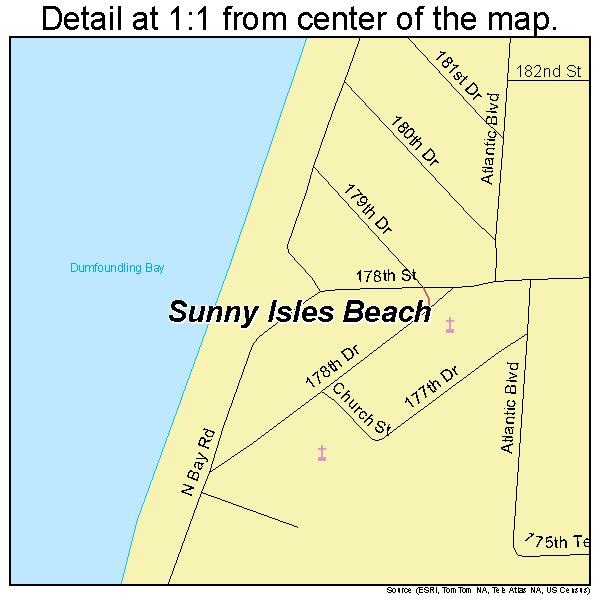 Sunny Isles Beach, Florida road map detail