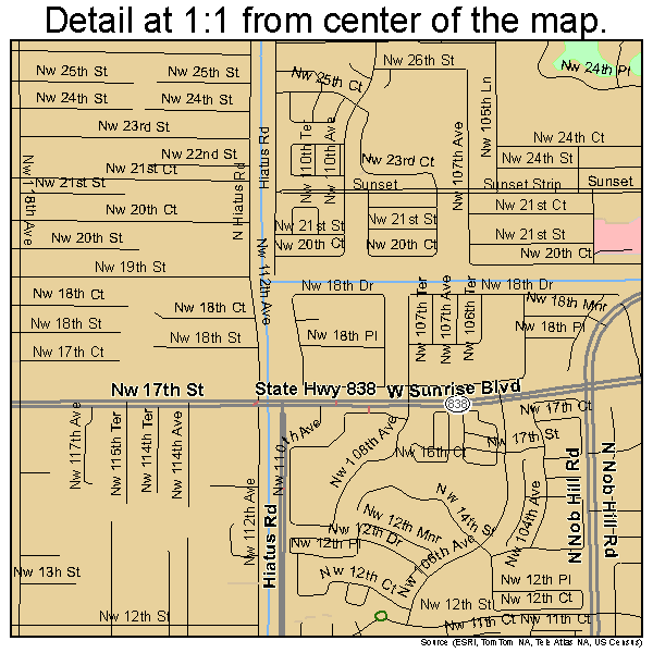 Sunrise, Florida road map detail