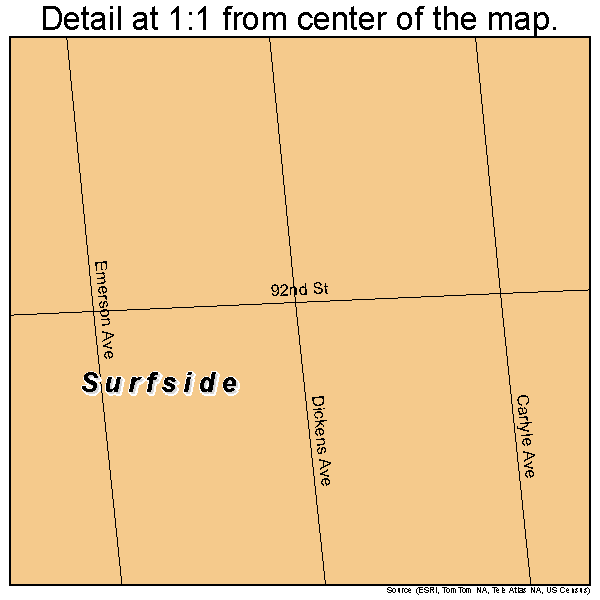 Surfside, Florida road map detail